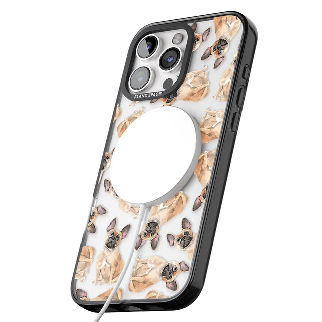 iPhone 16 Pro Max French Bulldog Watercolour Dog Pattern Black Impact Phone Case