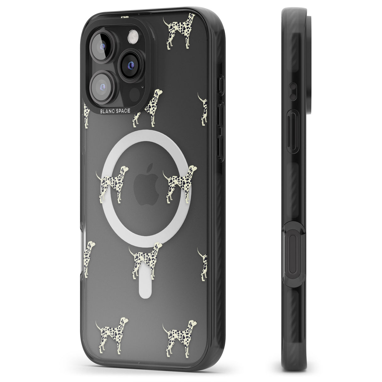 iPhone 16 Pro Max Dalmation Dog Pattern Clear Black Impact Phone Case