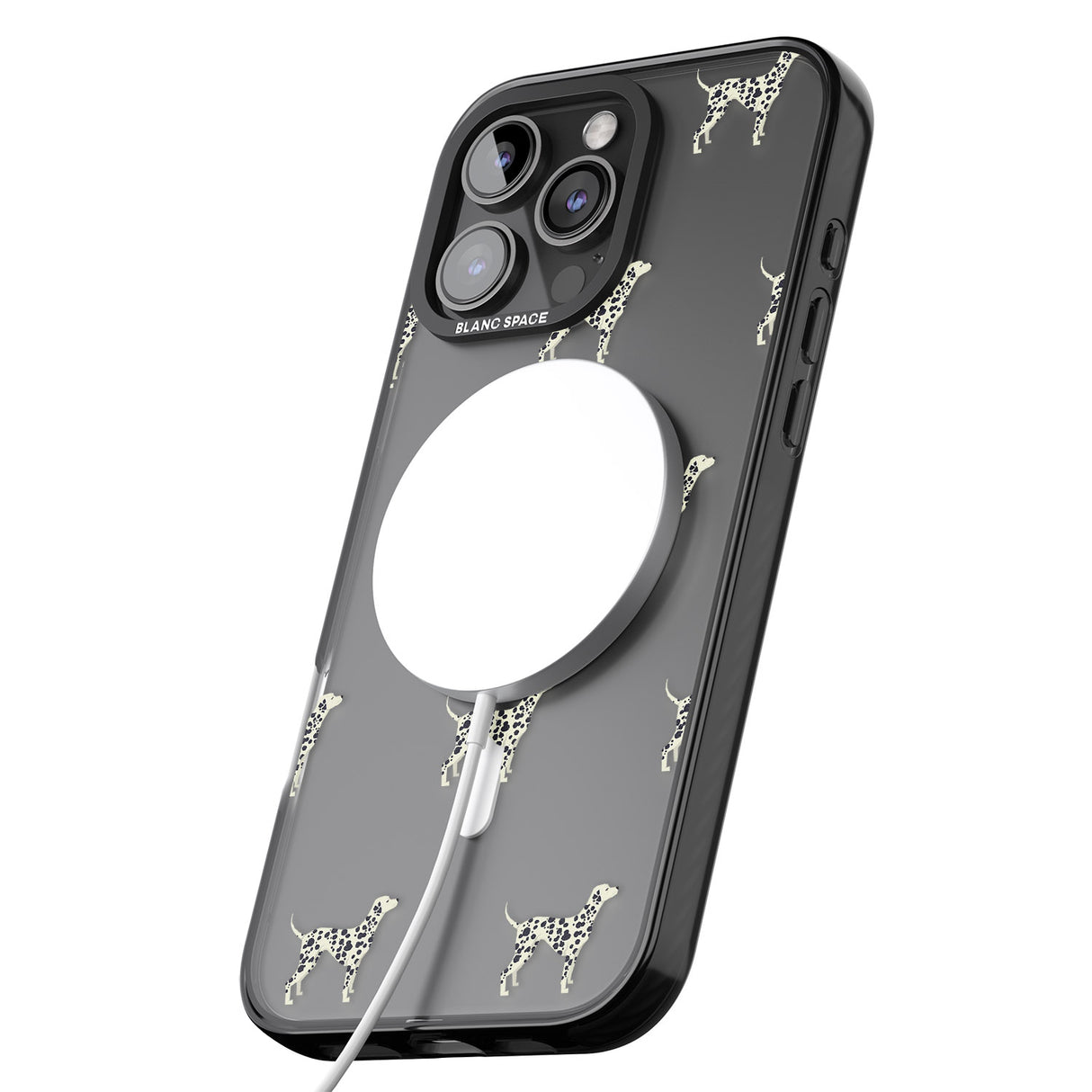 iPhone 16 Pro Max Dalmation Dog Pattern Clear Black Impact Phone Case