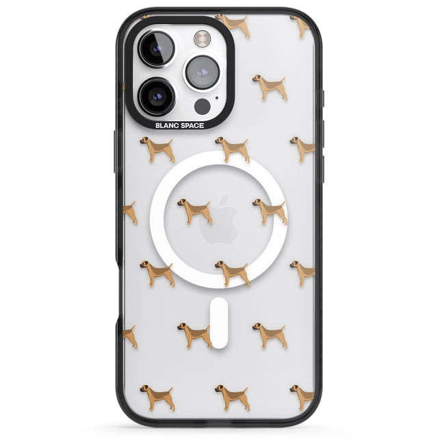 iPhone 16 Pro Max Border Terrier Dog Pattern Clear Black Impact Phone Case