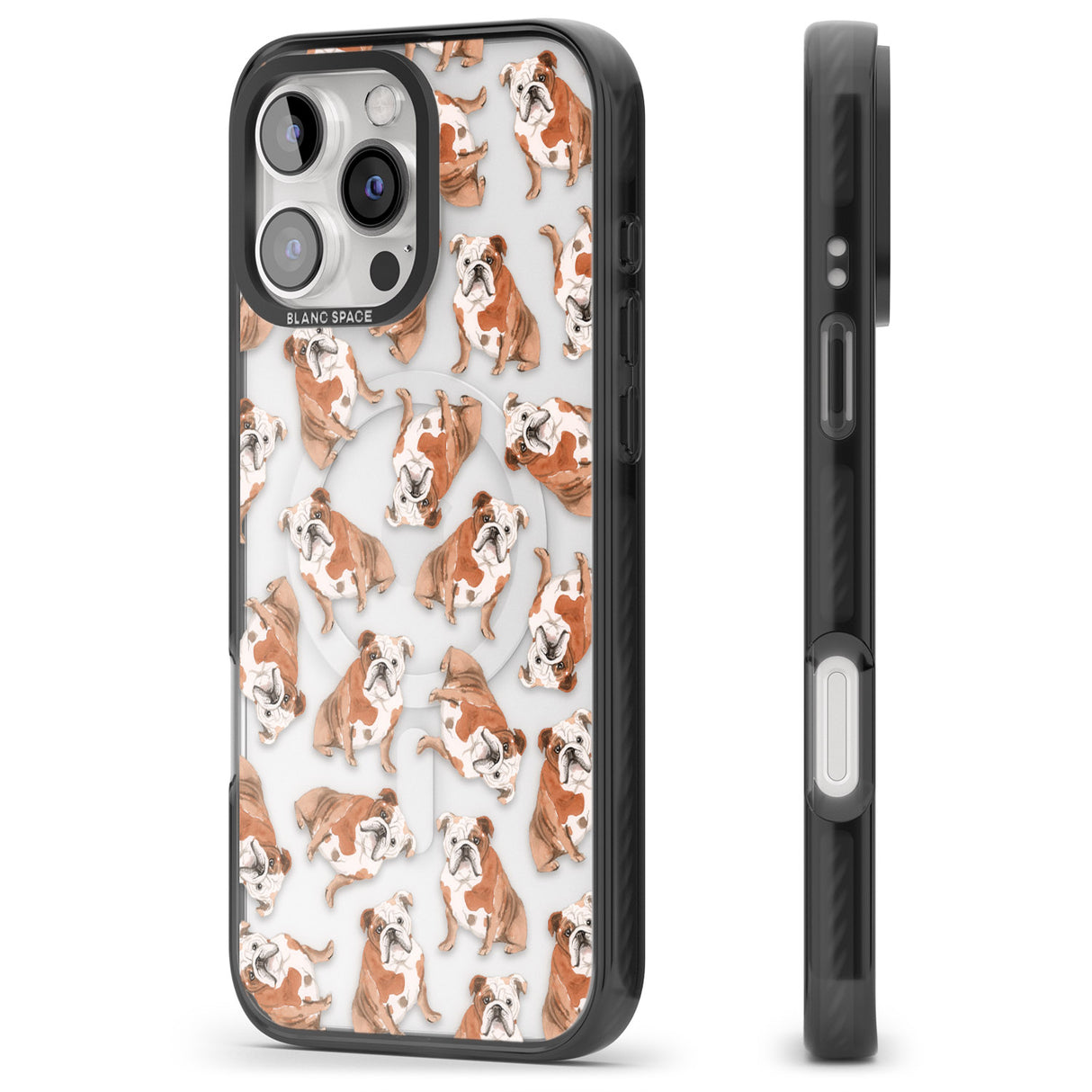 iPhone 16 Pro Max English Bulldog Watercolour Dog Pattern Black Impact Phone Case