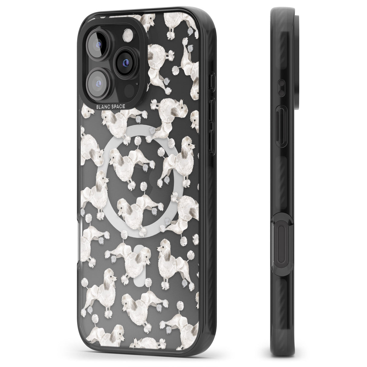 iPhone 16 Pro Max Poodle (White) Watercolour Dog Pattern Black Impact Phone Case