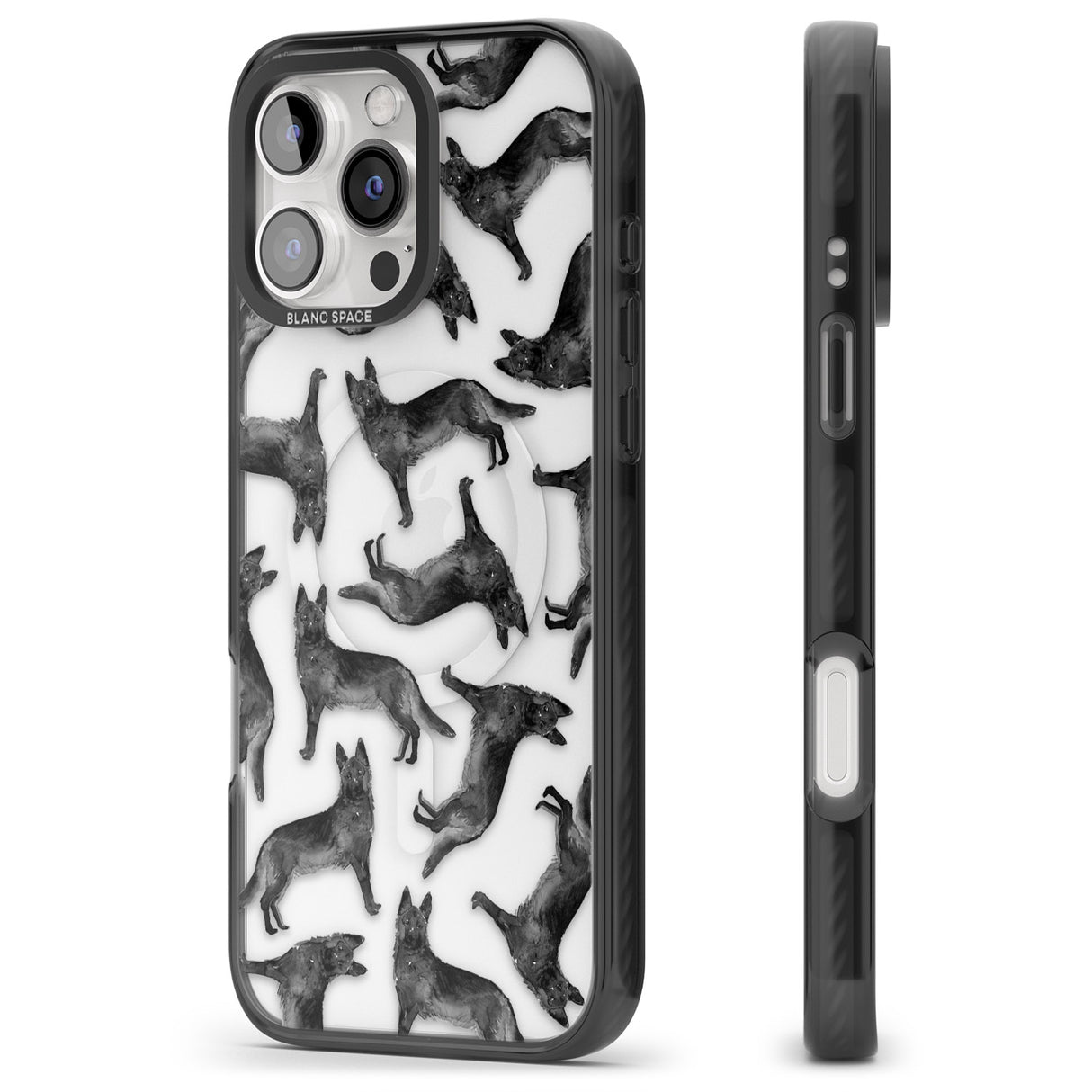 iPhone 16 Pro Max German Shepherd (Black) Watercolour Dog Pattern Black Impact Phone Case