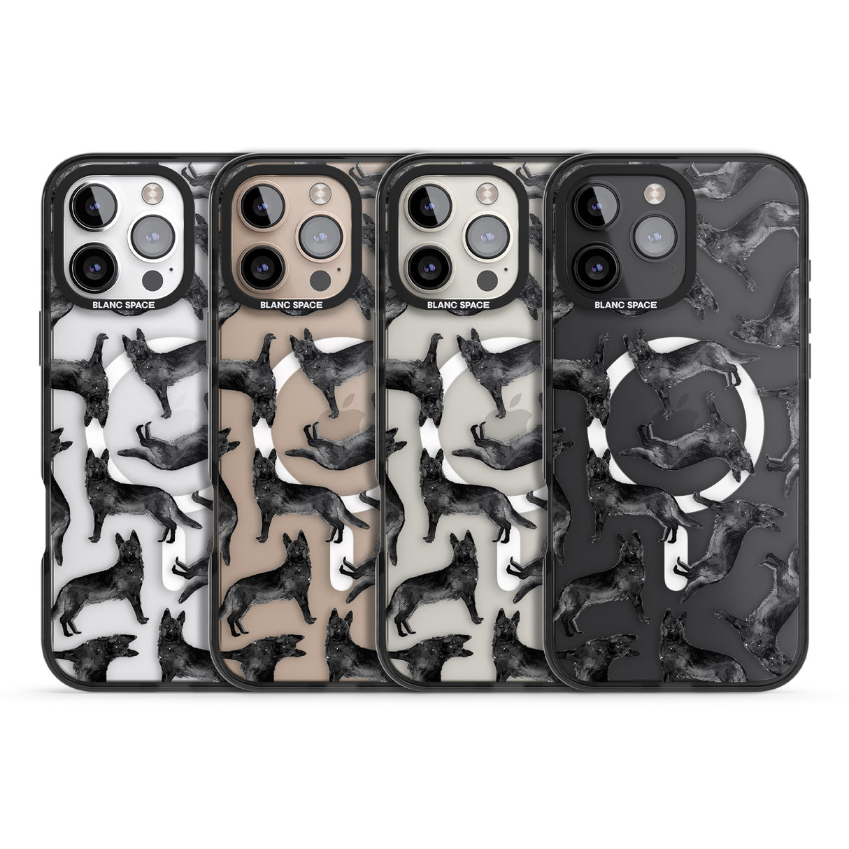 iPhone 16 Pro Max German Shepherd (Black) Watercolour Dog Pattern Black Impact Phone Case