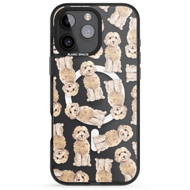 iPhone 16 Pro Max Cockapoo (Champagne) Watercolour Dog Pattern Black Impact Phone Case