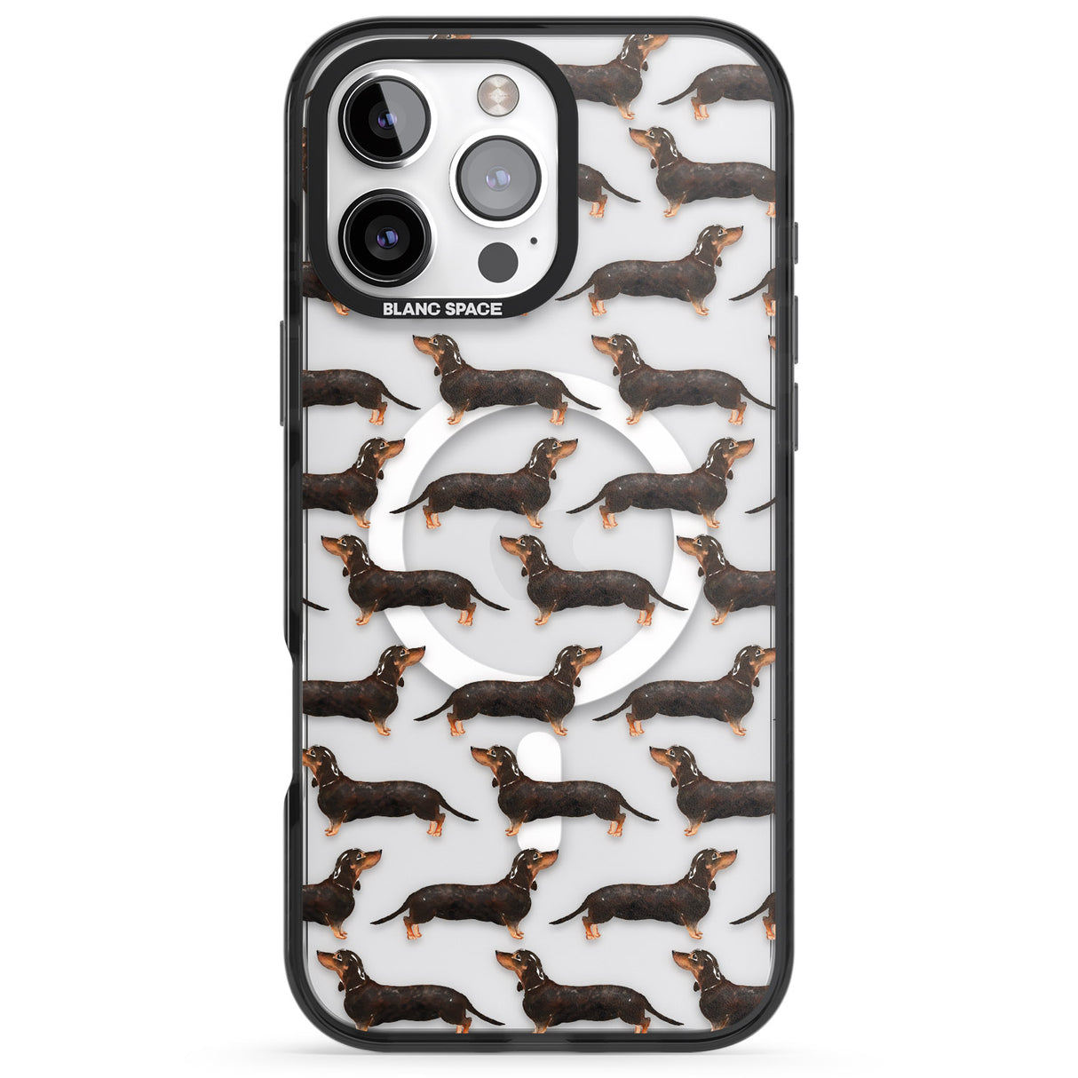 iPhone 16 Pro Max Dachshund (Black & Tan) Watercolour Dog Pattern Black Impact Phone Case