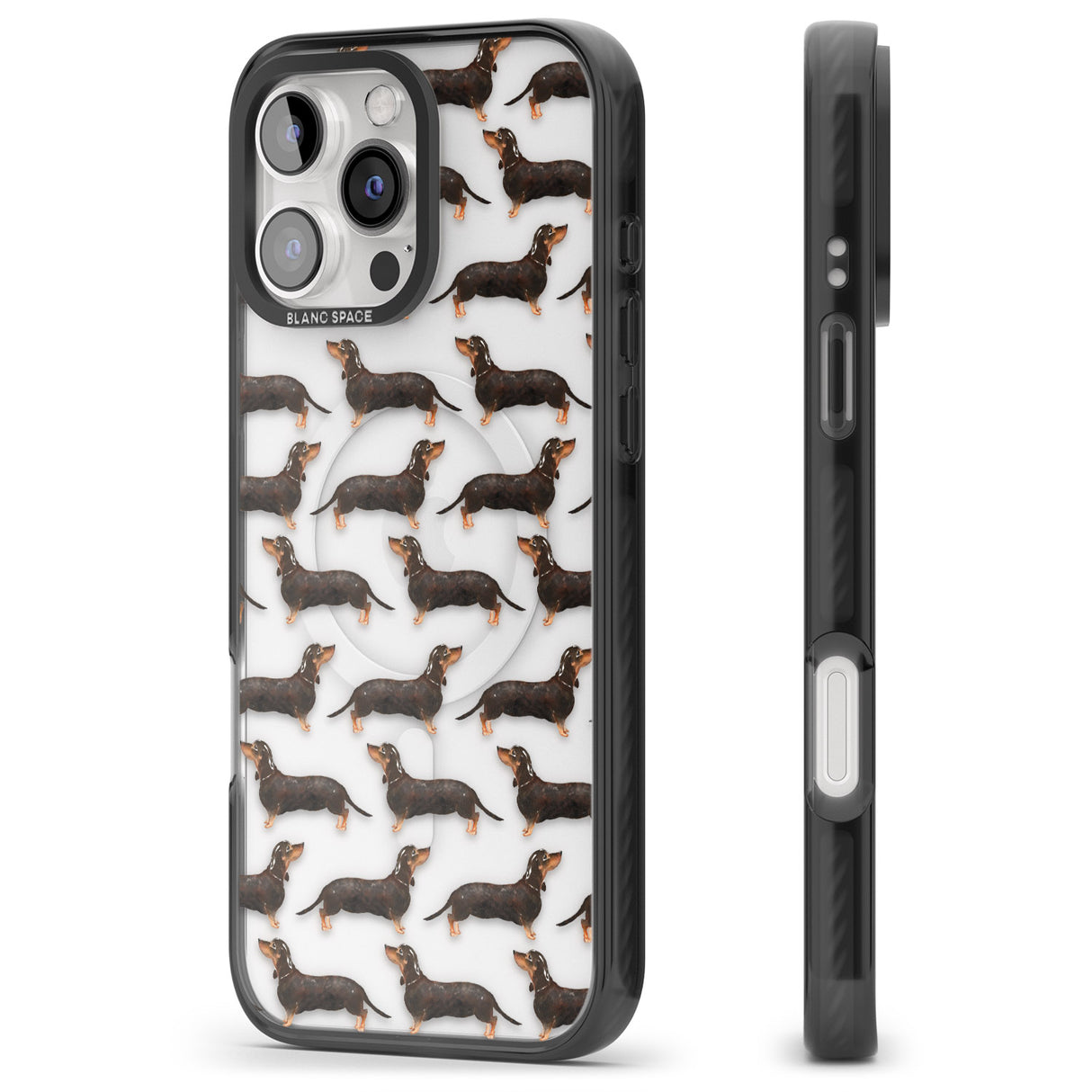 iPhone 16 Pro Max Dachshund (Black & Tan) Watercolour Dog Pattern Black Impact Phone Case