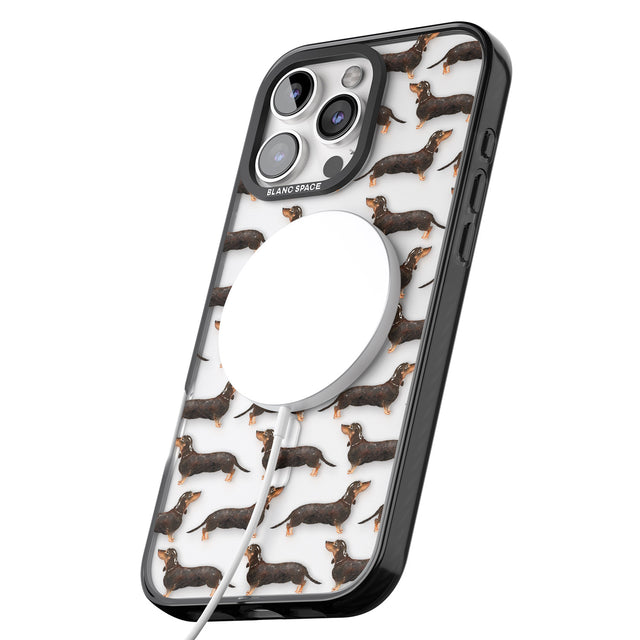 iPhone 16 Pro Max Dachshund (Black & Tan) Watercolour Dog Pattern Black Impact Phone Case