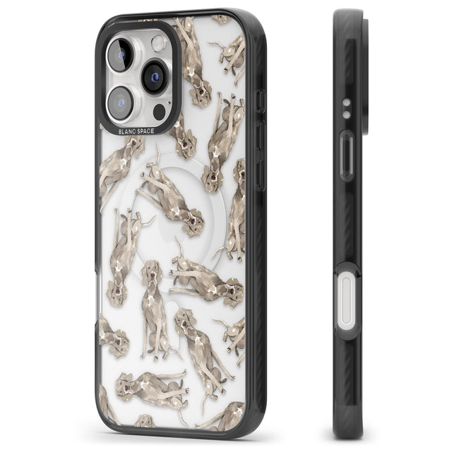 iPhone 16 Pro Max Weimaraner Watercolour Dog Pattern Black Impact Phone Case