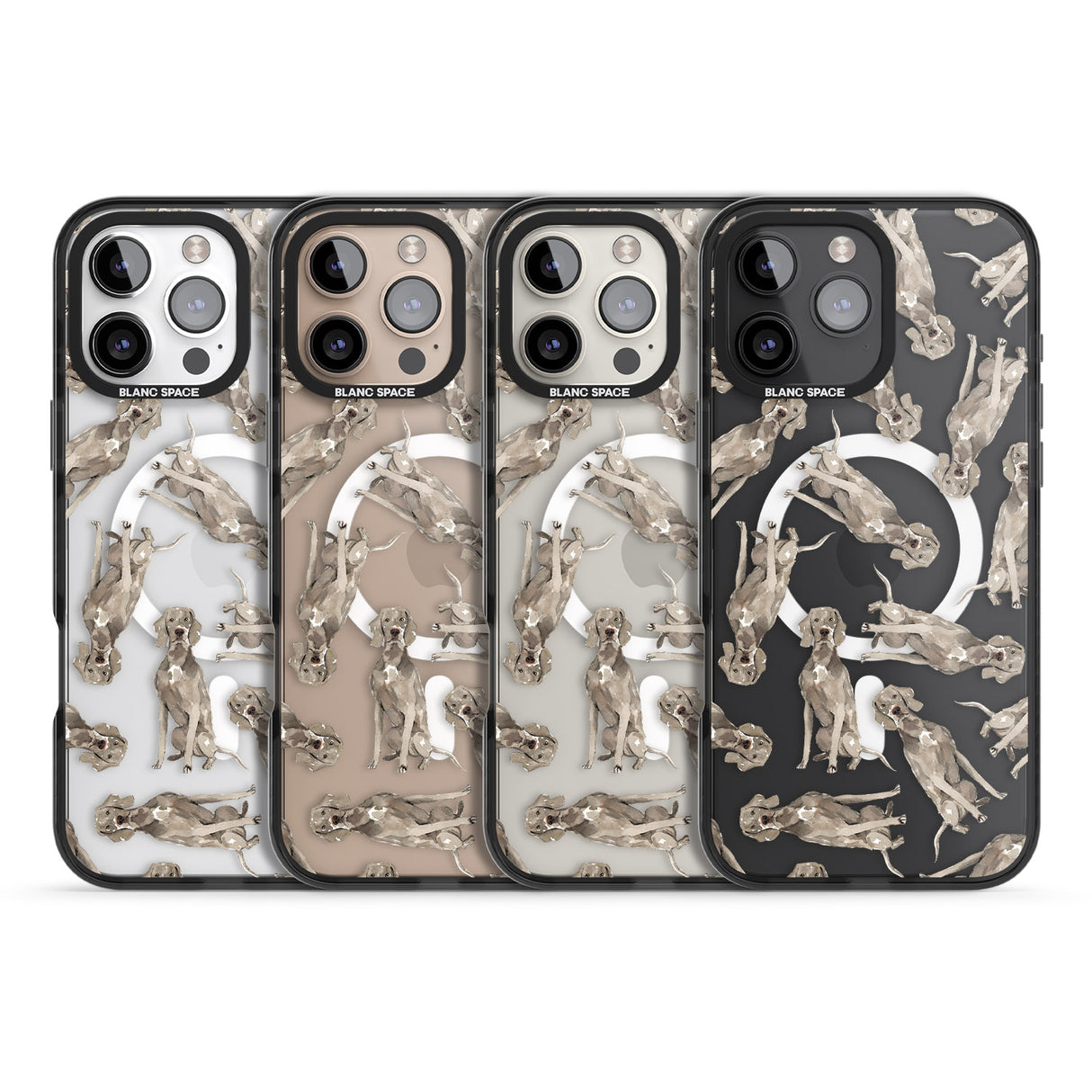 iPhone 16 Pro Max Weimaraner Watercolour Dog Pattern Black Impact Phone Case