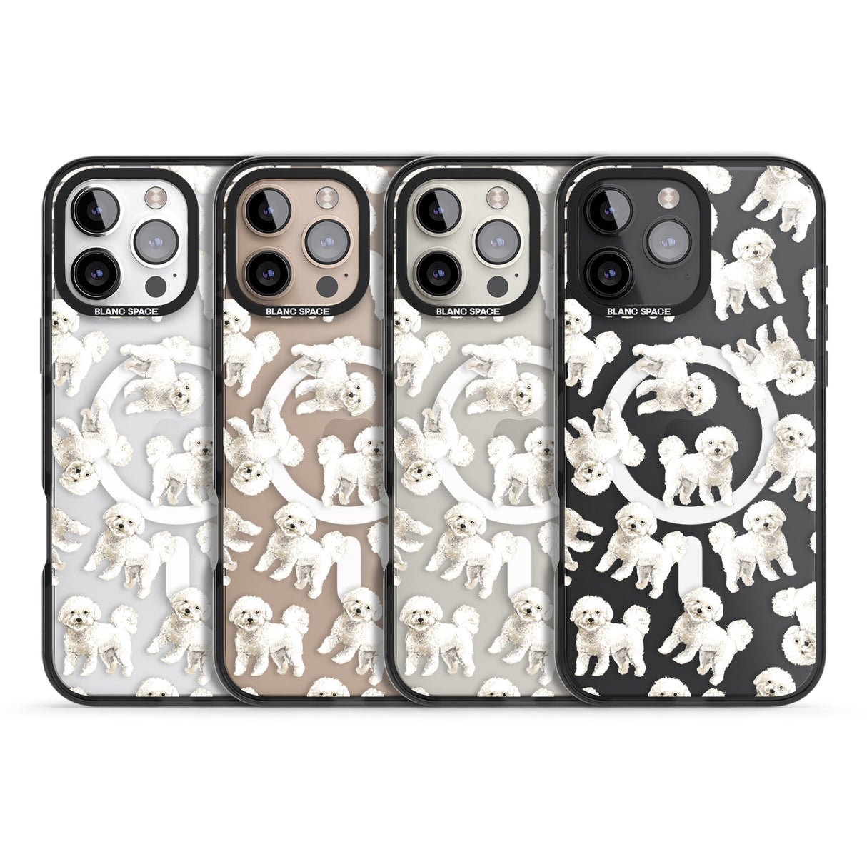 iPhone 16 Pro Max Bichon Frise Watercolour Dog Pattern Black Impact Phone Case