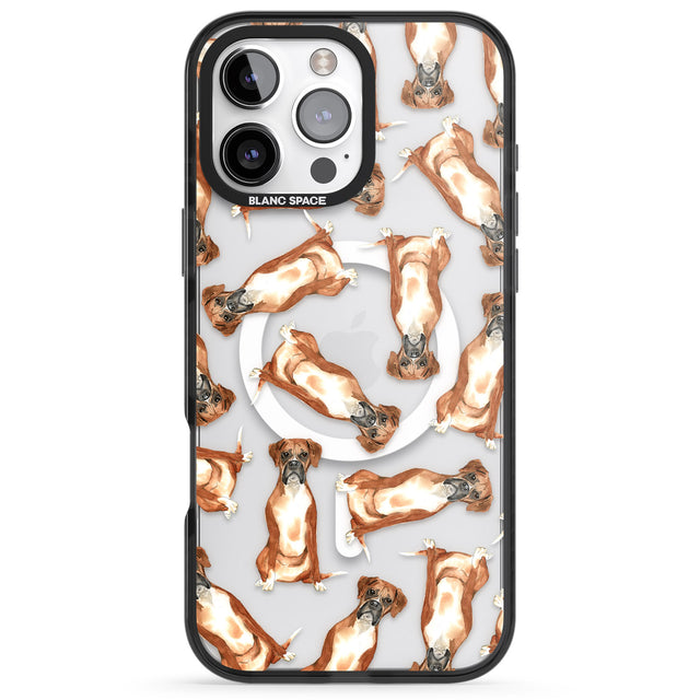 iPhone 16 Pro Max Boxer Watercolour Dog Pattern Black Impact Phone Case