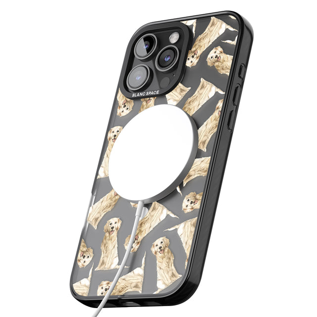 iPhone 16 Pro Max Golden Retriever Watercolour Dog Pattern Black Impact Phone Case