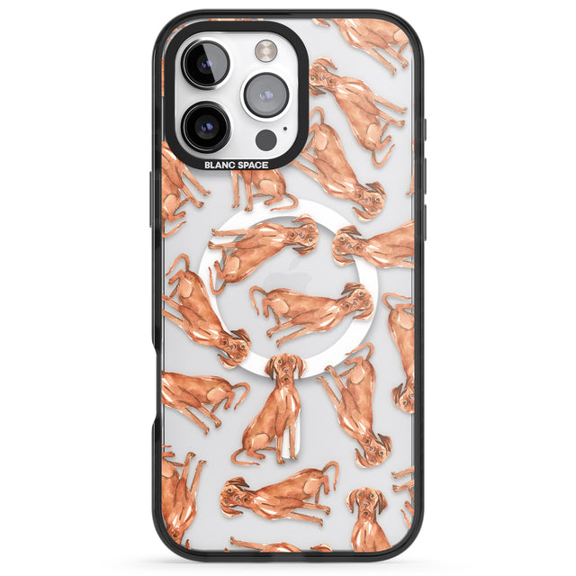 iPhone 16 Pro Max Hungarian Vizsla Watercolour Dog Pattern Black Impact Phone Case