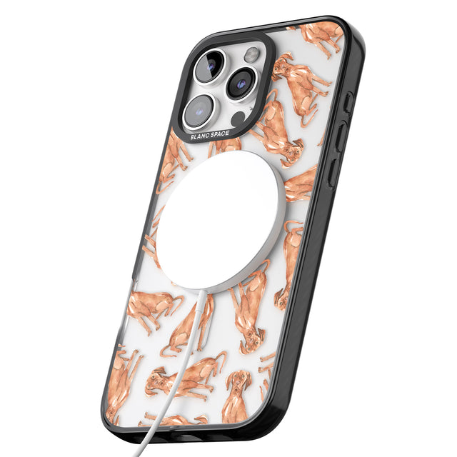 iPhone 16 Pro Max Hungarian Vizsla Watercolour Dog Pattern Black Impact Phone Case