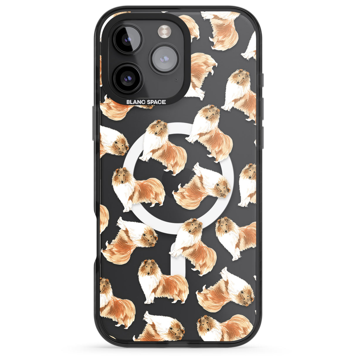 iPhone 16 Pro Max Rough Collie Watercolour Dog Pattern Black Impact Phone Case