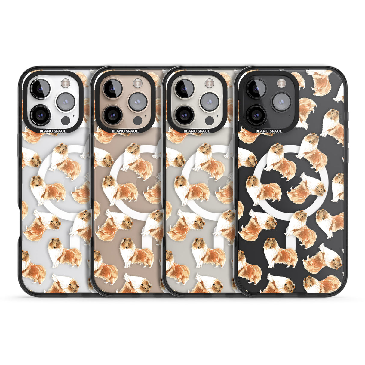 iPhone 16 Pro Max Rough Collie Watercolour Dog Pattern Black Impact Phone Case