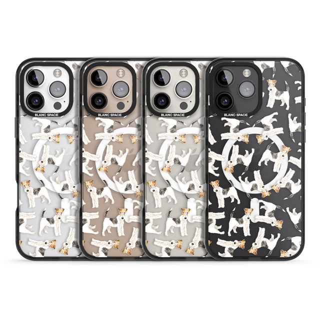 iPhone 16 Pro Max Wire Haired Fox Terrier Watercolour Dog Pattern Black Impact Phone Case