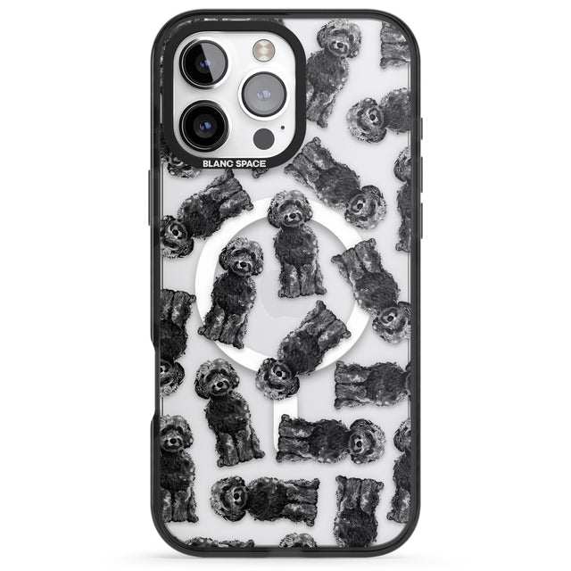 iPhone 16 Pro Max Cockapoo (Black) Watercolour Dog Pattern Black Impact Phone Case