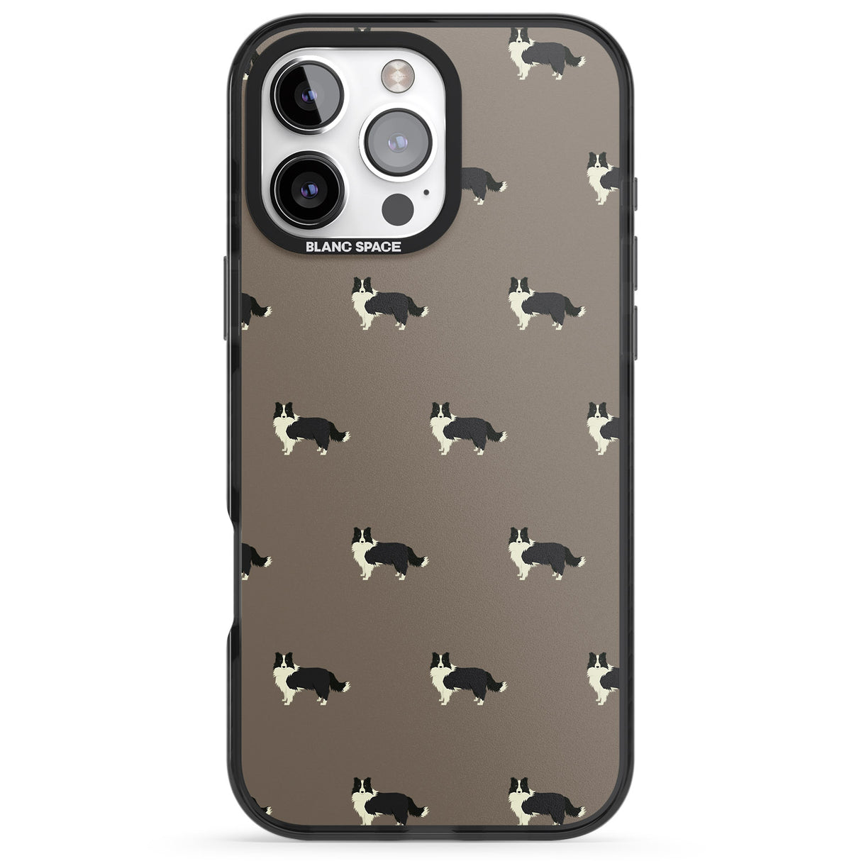 iPhone 16 Pro Max Border Collie Dog Pattern Black Impact Phone Case