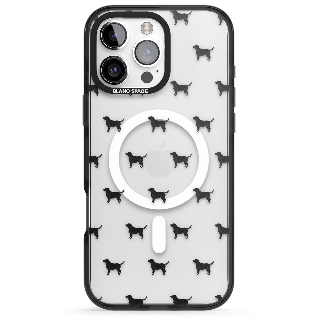 iPhone 16 Pro Max Black Labrador Dog Pattern Clear Black Impact Phone Case