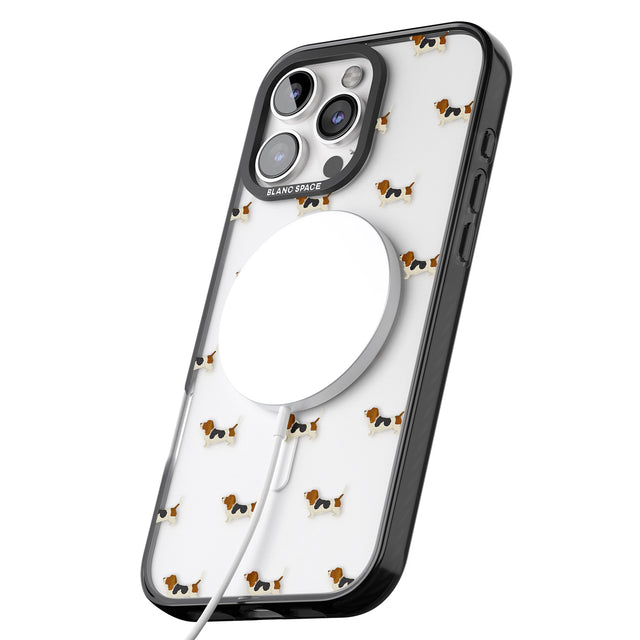 iPhone 16 Pro Max Basset Hound Dog Pattern Clear Black Impact Phone Case