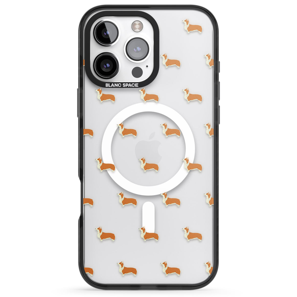 iPhone 16 Pro Max Pembroke Welsh Corgi Dog Pattern Clear Black Impact Phone Case