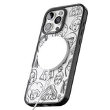 iPhone 16 Pro Max Girl Portrait Doodles Black Impact Phone Case