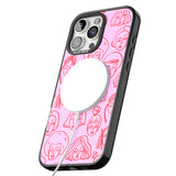 iPhone 16 Pro Max Girl Portrait Doodles in Pink & Red Black Impact Phone Case