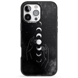 iPhone 16 Pro Max Moon Phases and Hands Black Impact Phone Case