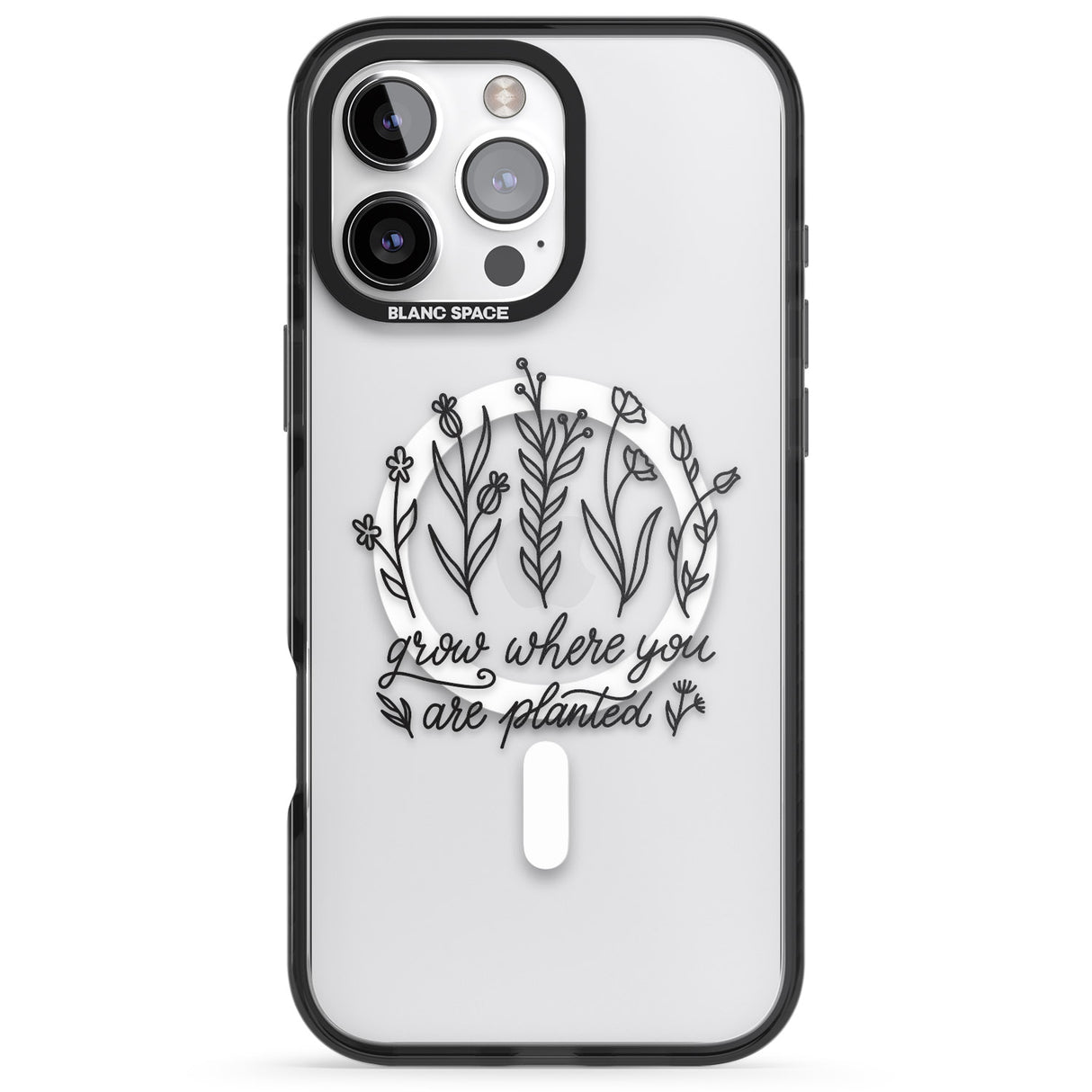 iPhone 16 Pro Max Grow where you are planted Black Impact Phone Case