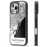 iPhone 16 Pro Max Map of Barcelona, Spain Black Impact Phone Case