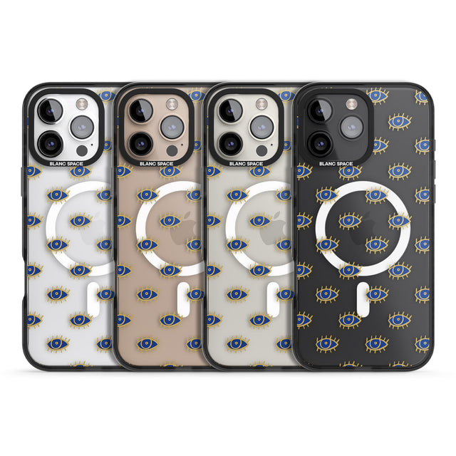 iPhone 16 Pro Max Gold Eyes (Clear) Psychedelic Eyes Pattern Black Impact Phone Case