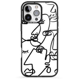 iPhone 16 Pro Max Abstract Continuous Line Faces Black on White Black Impact Phone Case