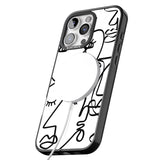 iPhone 16 Pro Max Abstract Continuous Line Faces Black on White Black Impact Phone Case