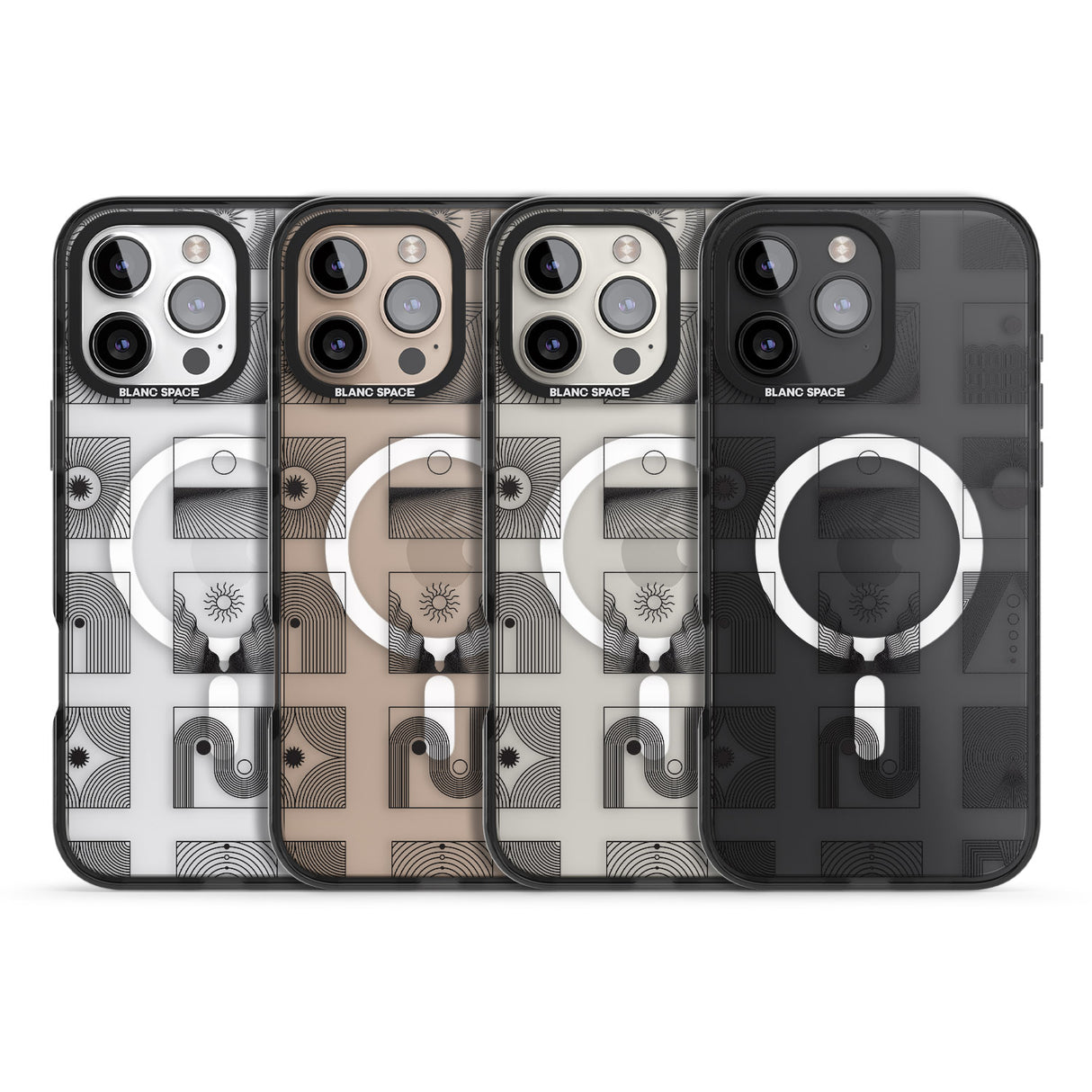 iPhone 16 Pro Max Abstract Lines: Mixed Pattern #2 Black Impact Phone Case