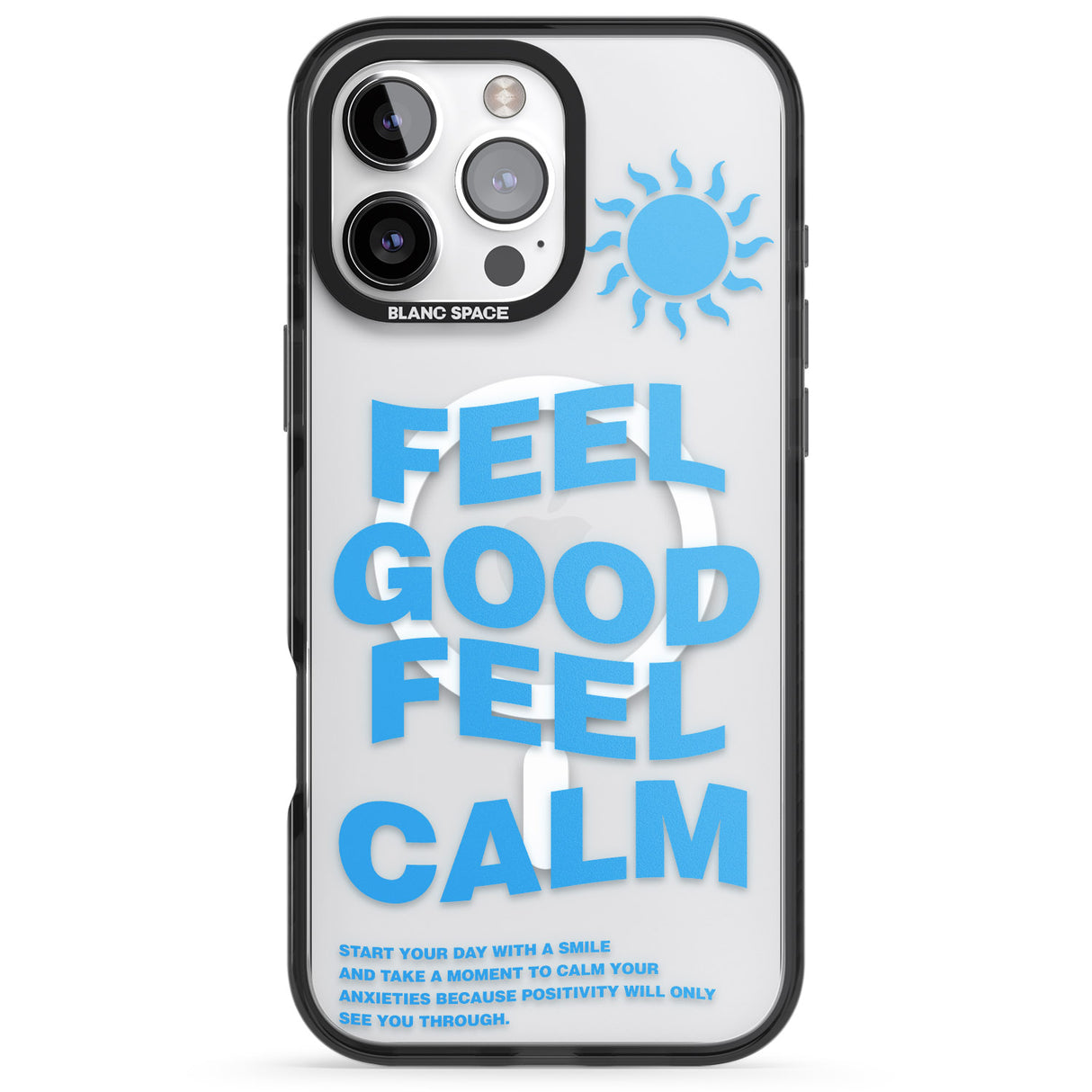 iPhone 16 Pro Max Feel Good Feel Calm (Blue) Black Impact Phone Case