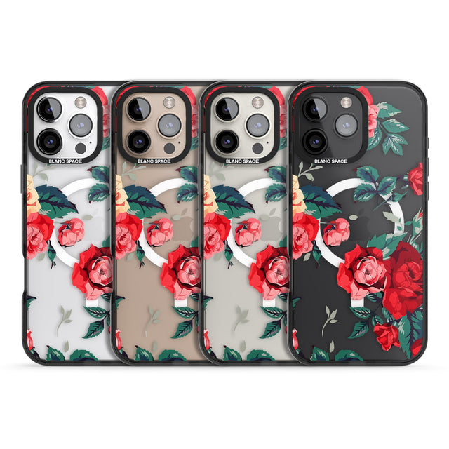 iPhone 16 Pro Max Rose Pattern Black Impact Phone Case