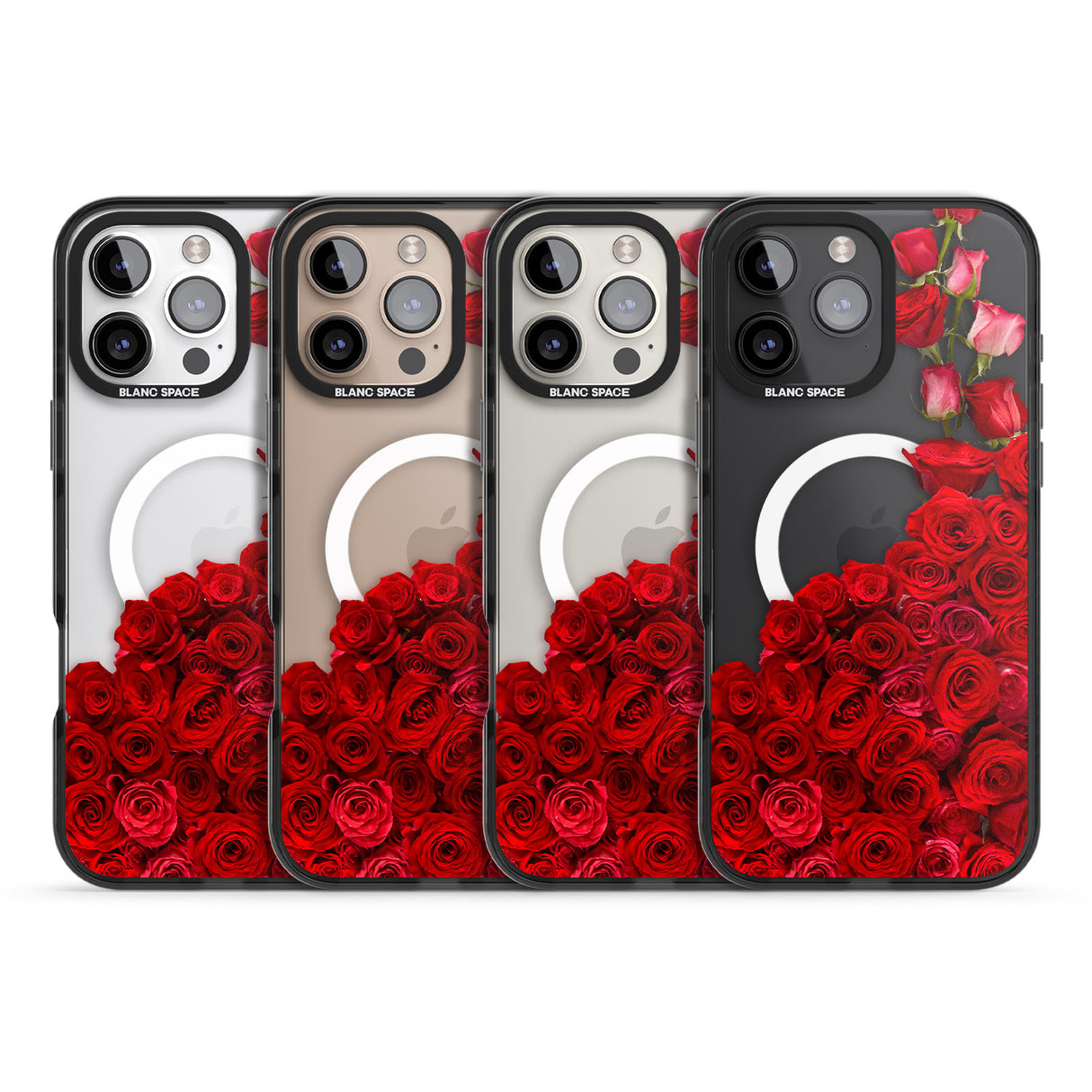 iPhone 16 Pro Max Floral Roses Black Impact Phone Case