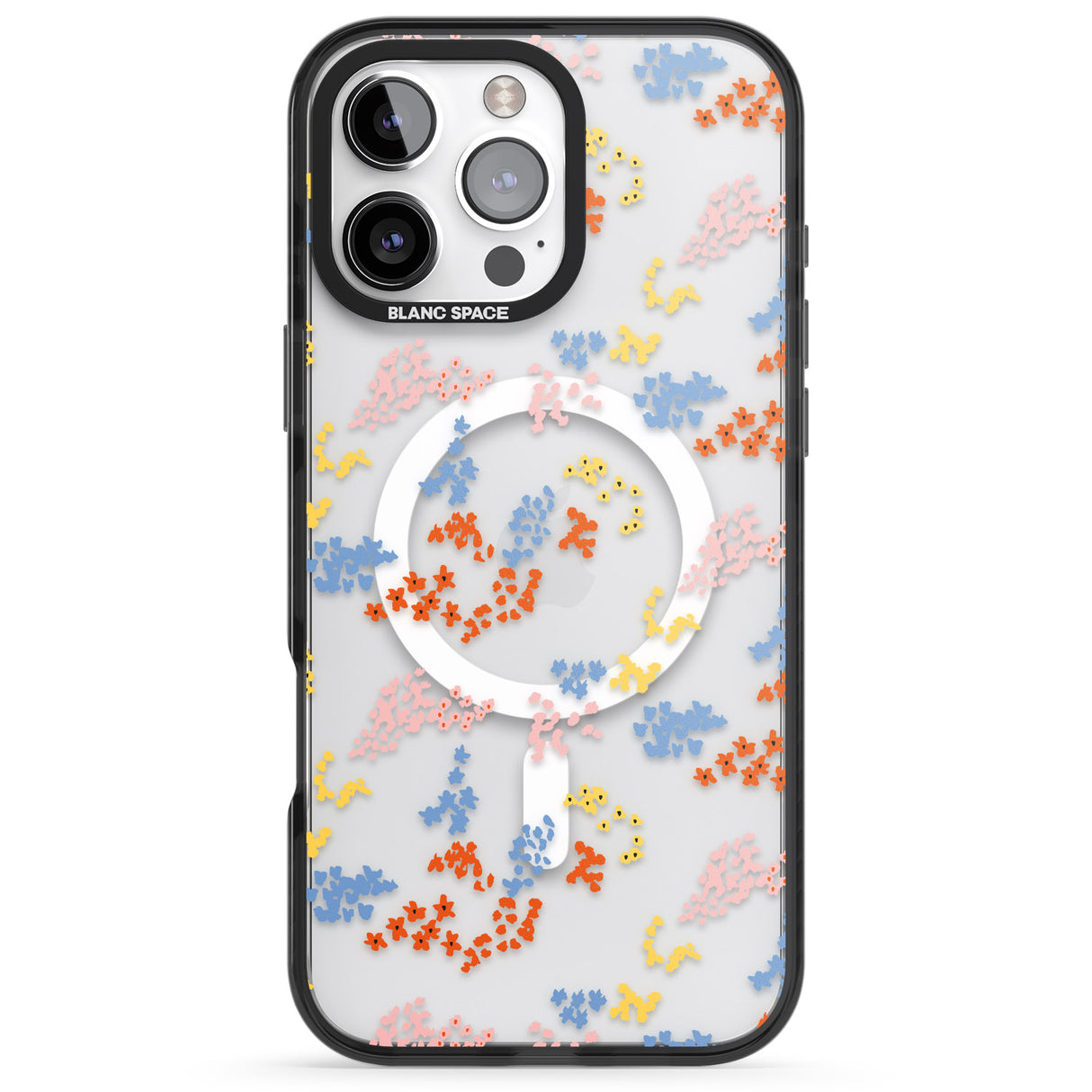 iPhone 16 Pro Max Small Flower Mix: Transparent Black Impact Phone Case