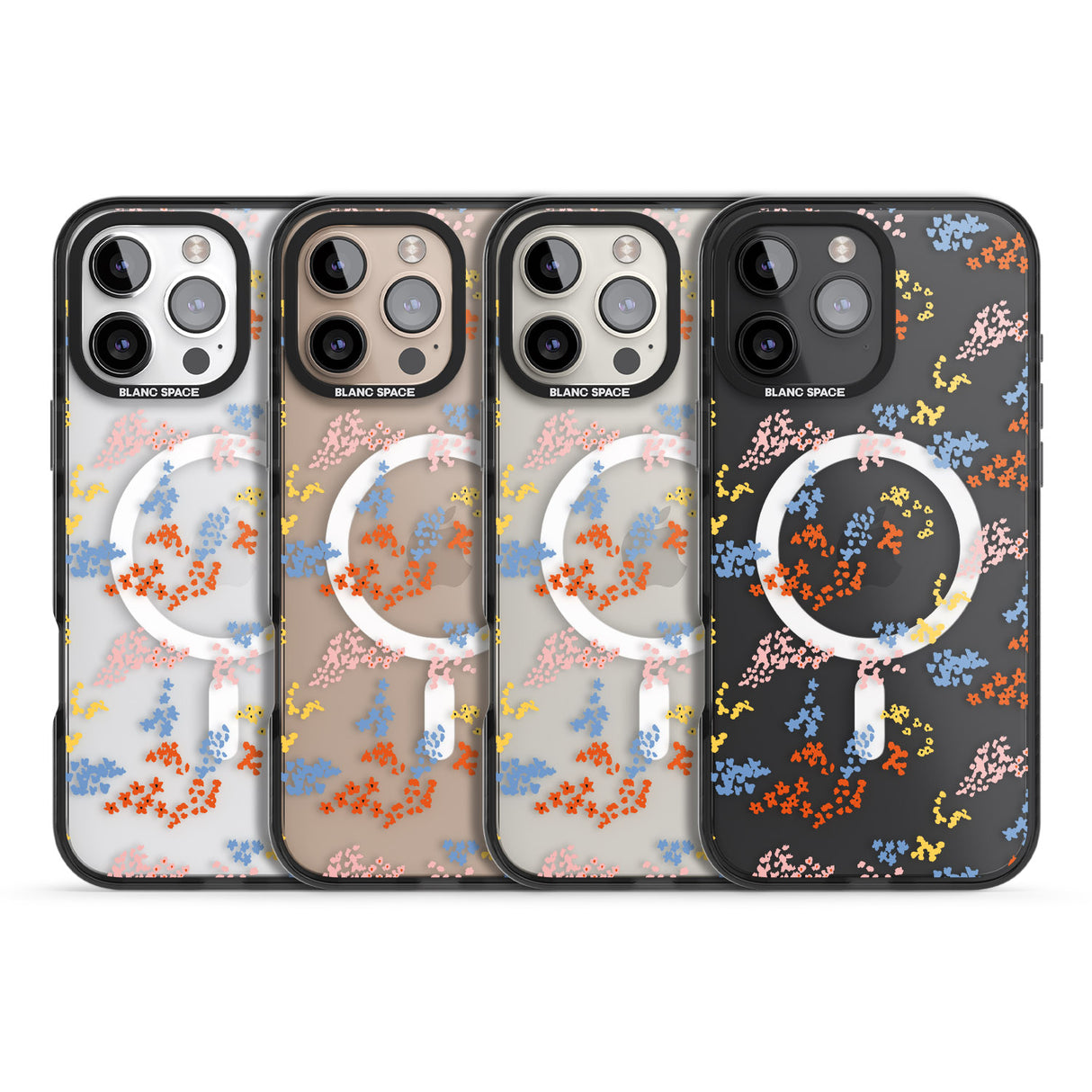 iPhone 16 Pro Max Small Flower Mix: Transparent Black Impact Phone Case