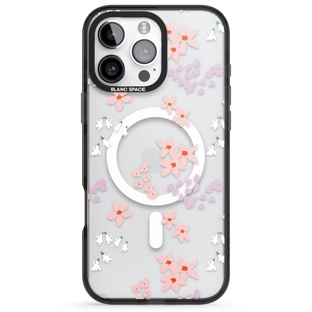 iPhone 16 Pro Max Pink & Purple Flower Mix: Clear Black Impact Phone Case