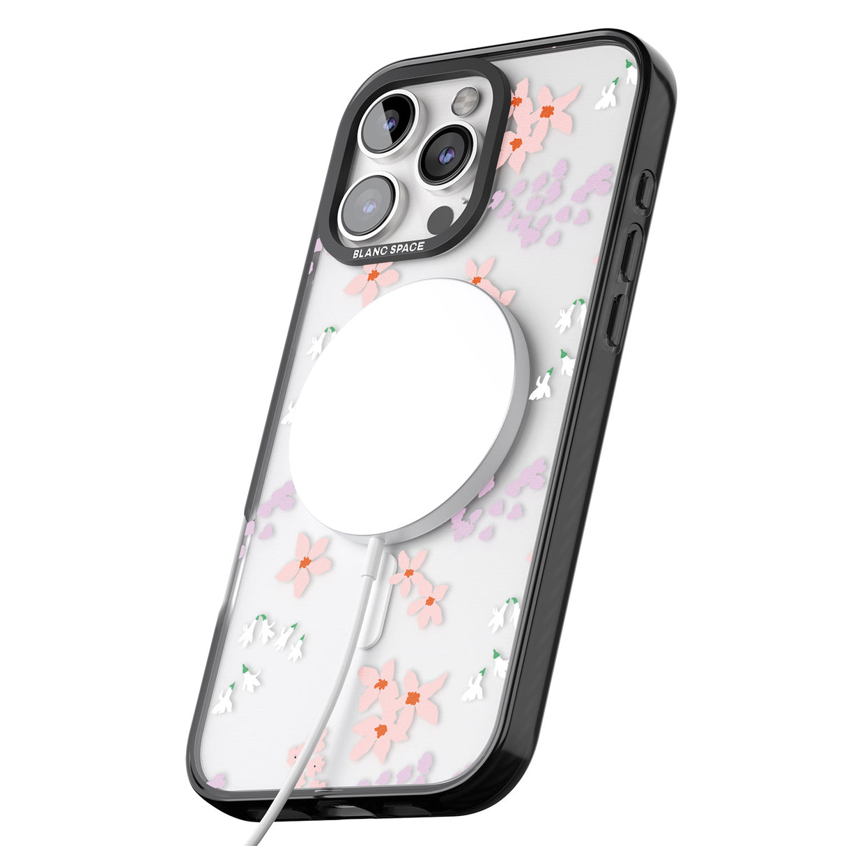 iPhone 16 Pro Max Pink & Purple Flower Mix: Clear Black Impact Phone Case