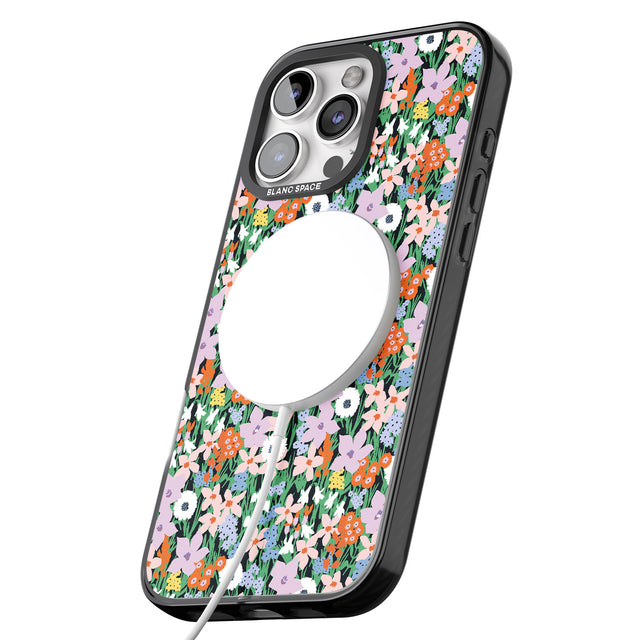 iPhone 16 Pro Max Jazzy Floral Mix: Solid Black Impact Phone Case