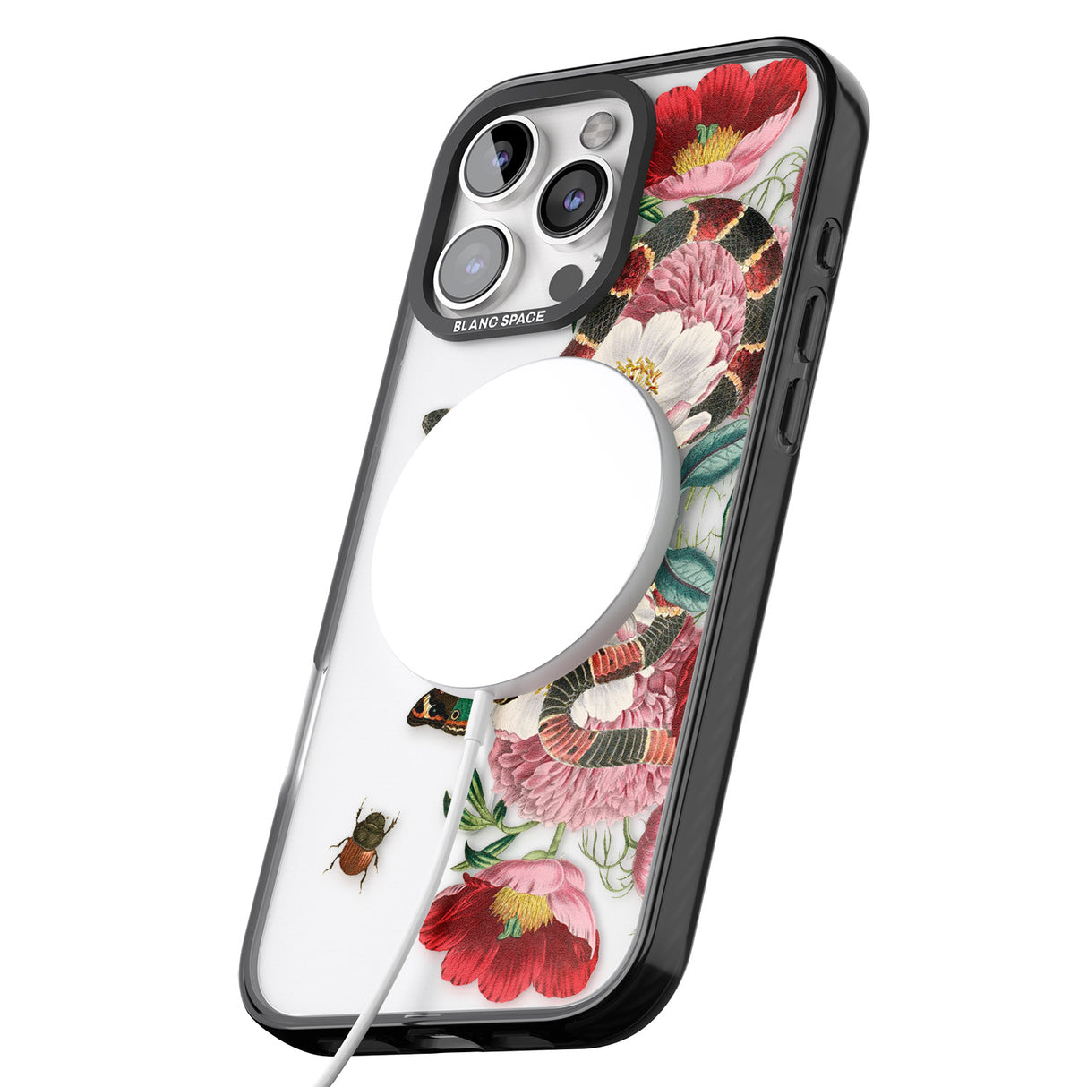 iPhone 16 Pro Max Floral Snake Black Impact Phone Case