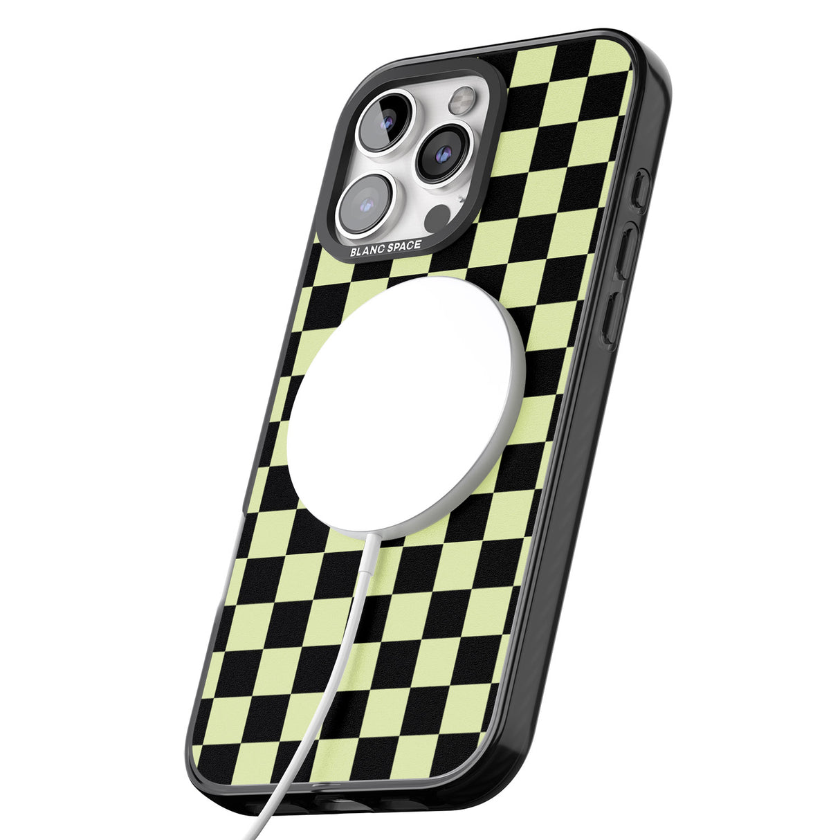 iPhone 16 Pro Max Black & Lime Check Black Impact Phone Case