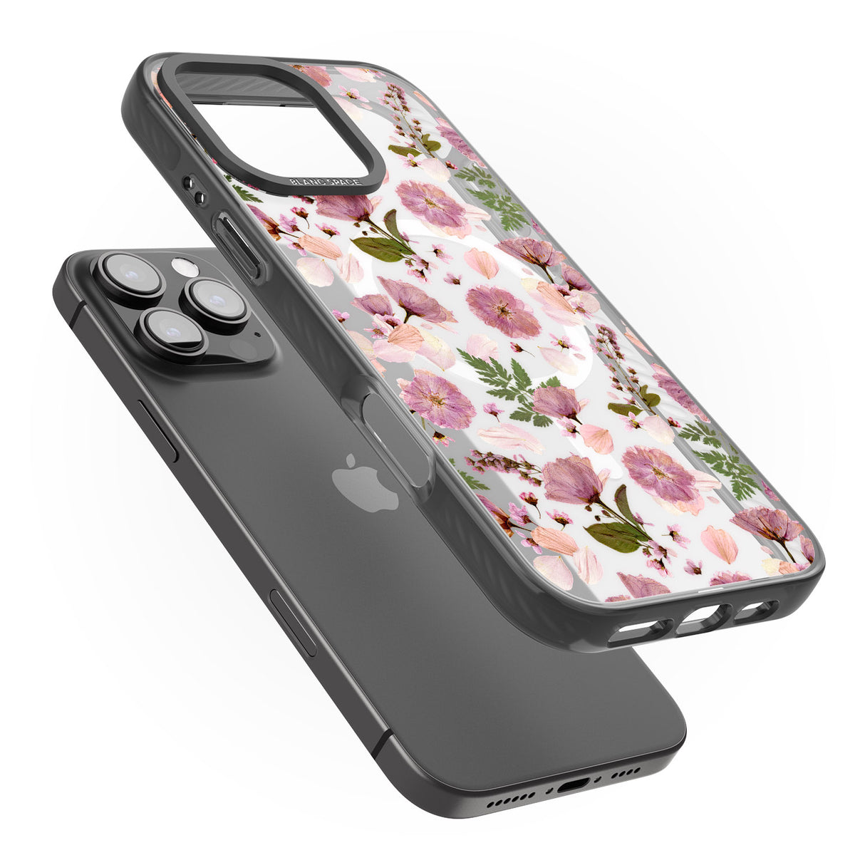 iPhone 16 Pro Max Floral Menagerie Transparent Design Black Impact Phone Case