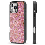 iPhone 16 Pro Max Large Pink Flowers Transparent Design Black Impact Phone Case