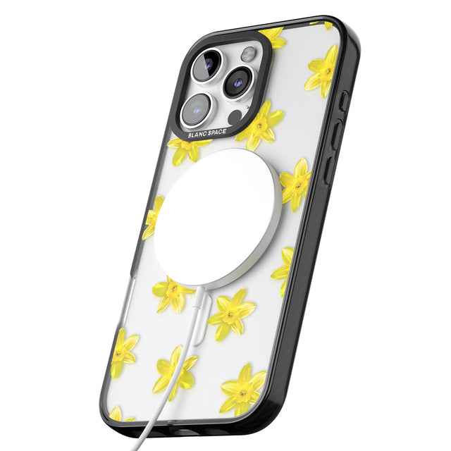 iPhone 16 Pro Max Daffodils Transparent Pattern Black Impact Phone Case