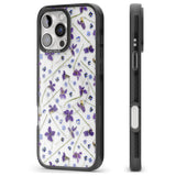 iPhone 16 Pro Max Violet & Blue Floral Pattern Design Black Impact Phone Case